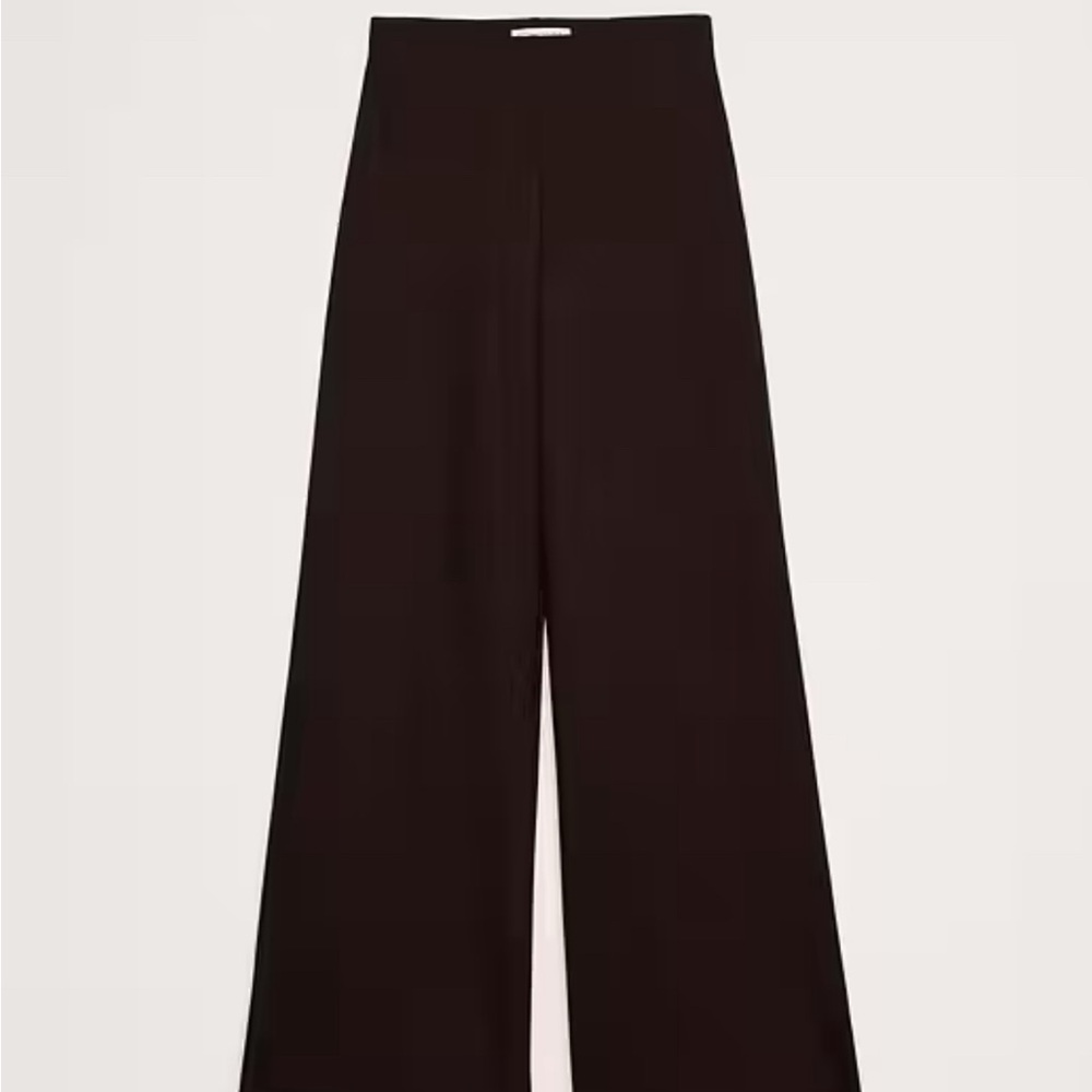 Brown Wide-Leg Trousers Banana Republic Ponte w elastic pull on waist